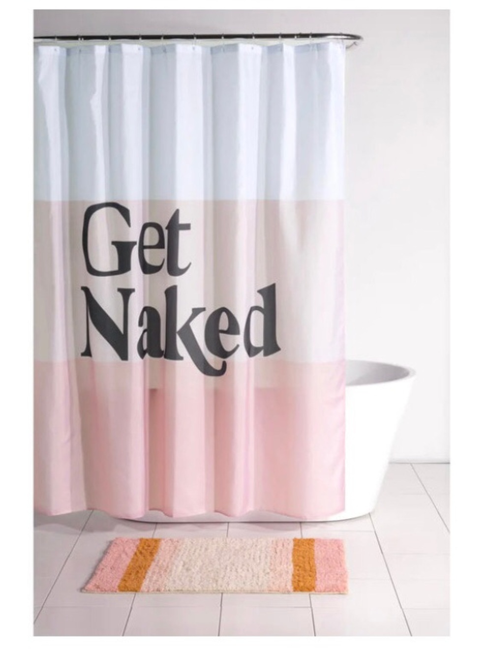 Shiraleah Pink & White "Get Naked" Shower Curtain